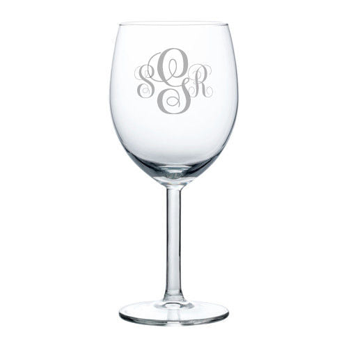 MIP Personalized Engraved Wine Glass Glasses Wedding Bridesmaid Fancy Monogram