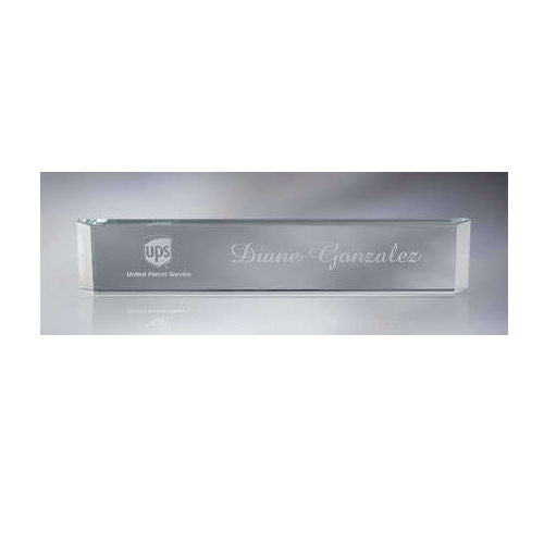 MIP Personalized GLASS NAME PLATE for work office desk GIFT