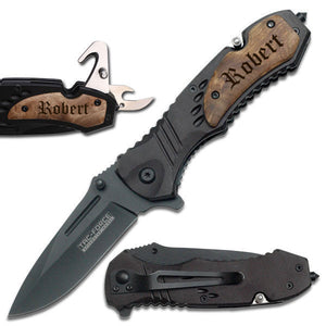 MIP Engraved Personalized Tactical Rescue Knife Seat Belt Cutter Bottle Opener Glass