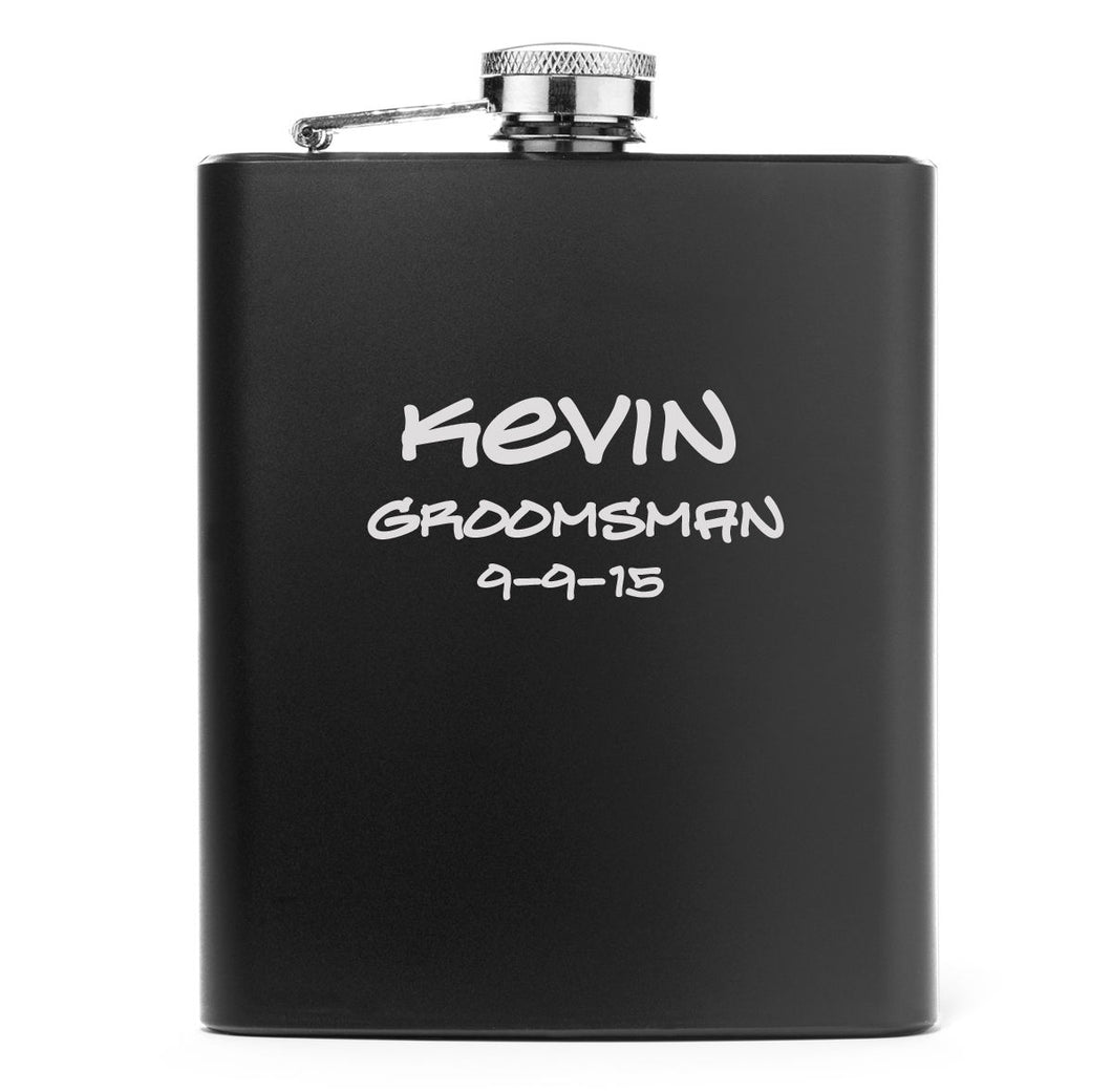 MIP Engraved 7oz Matte Black Stainless Steel Hip Flask PERSONALIZED ADD TEXT IMAGES