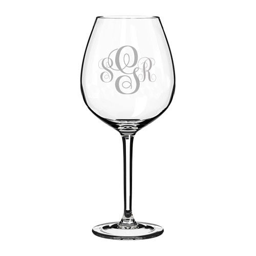 MIP Personalized Engraved 20oz Jumbo Wine Glass Wedding Bridesmaid Fancy Monogram