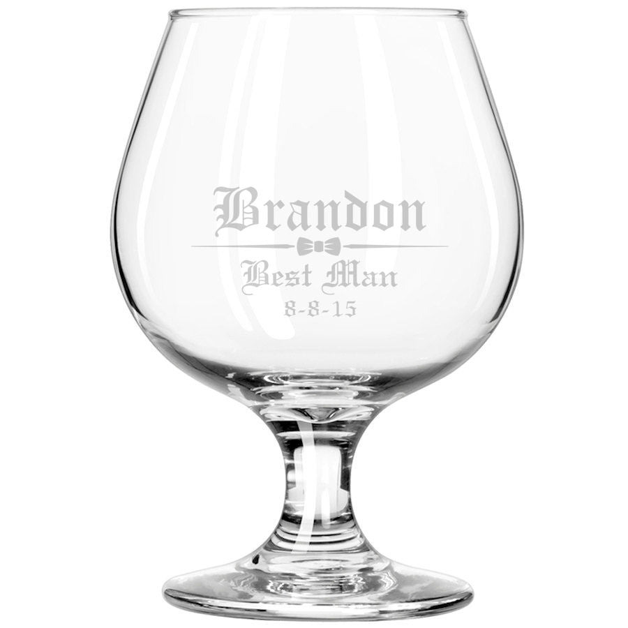 MIP Personalized Engraved Brandy Glass Snifter Wedding Groomsman Best Man Gift