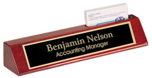 MIP Personalized Rosewood NAME PLATE BAR w/ Business Card Holder office desk